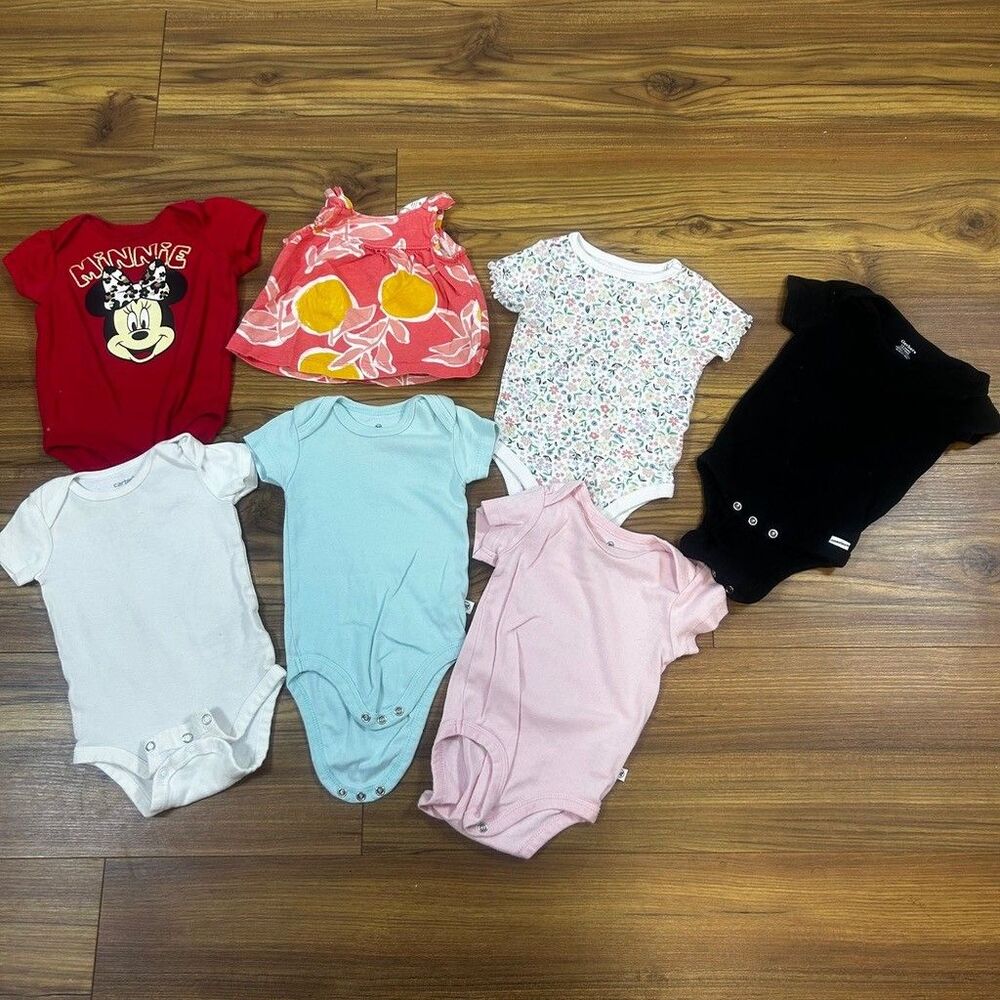 Baby Girls Bodysuits Romper Lot 3-6 Months Carter's Honest Baby Disney Gerber